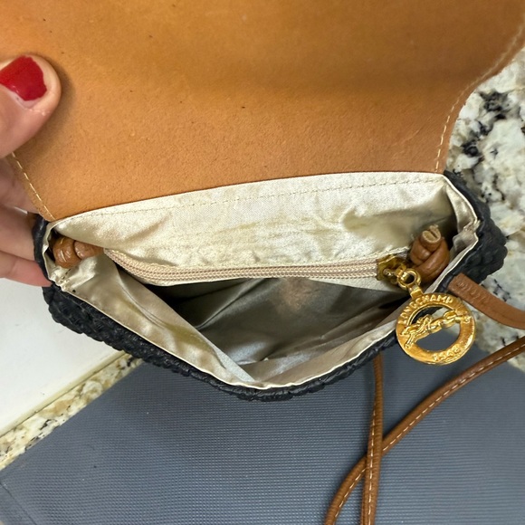 EUC Longchamp Mini Woven Leather Brown Black Crossbody Luxury Bag - Picture 8 of 10